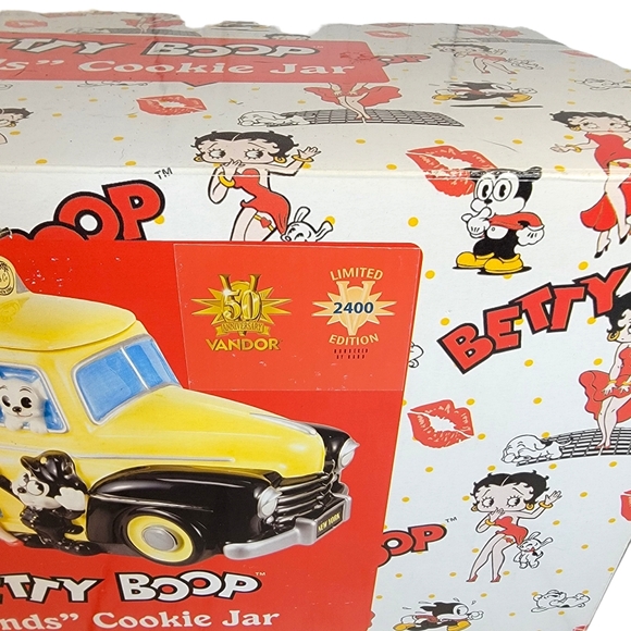 BETTY BOOP CAB CO LIMITED VANDOR 2007 CERAMIC COOKIE JAR 9" X 13" X 8'' RARE NIB - Picture 6 of 16